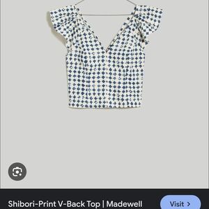 Madewell Black and White Ruffled Crop Blouse